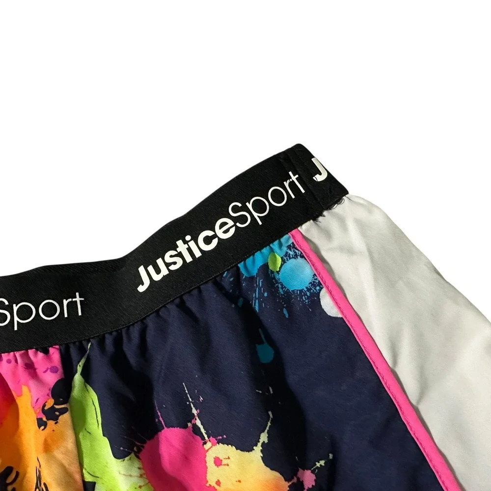 Justice Sport Girls Active Running Shorts Multicolor Splash Paint Athletic‎